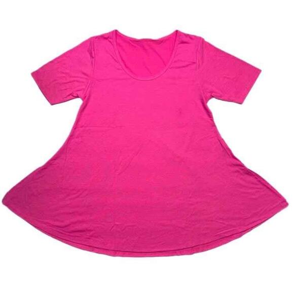 NWT LuLaRoe Perfect Tee Hot Pink Flared Tunic Top Size Small - Picture 1 of 2